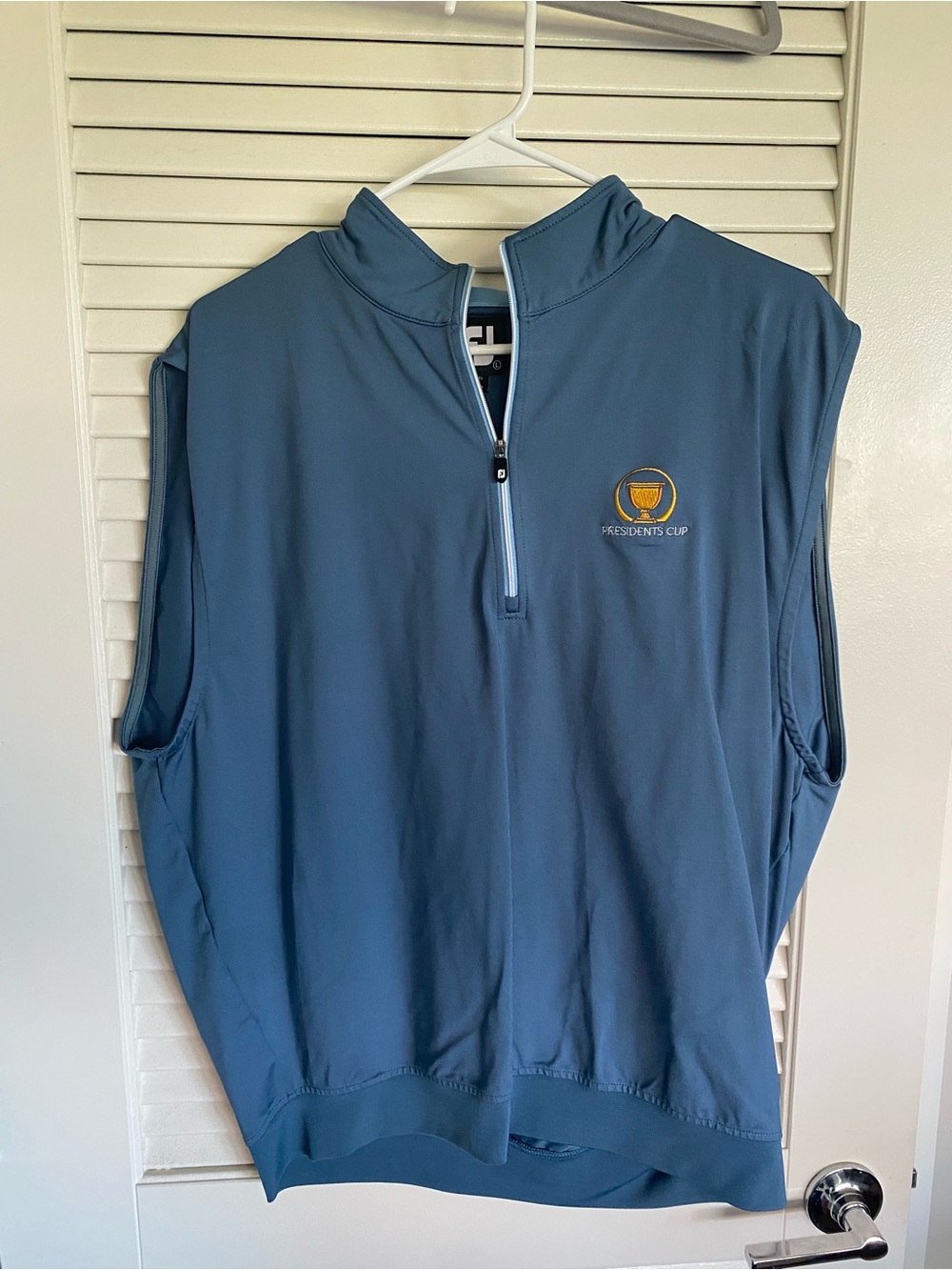 FootJoy Men's Slate Blue Quarter-Zip Golf Vest with Presidents Cup Logo